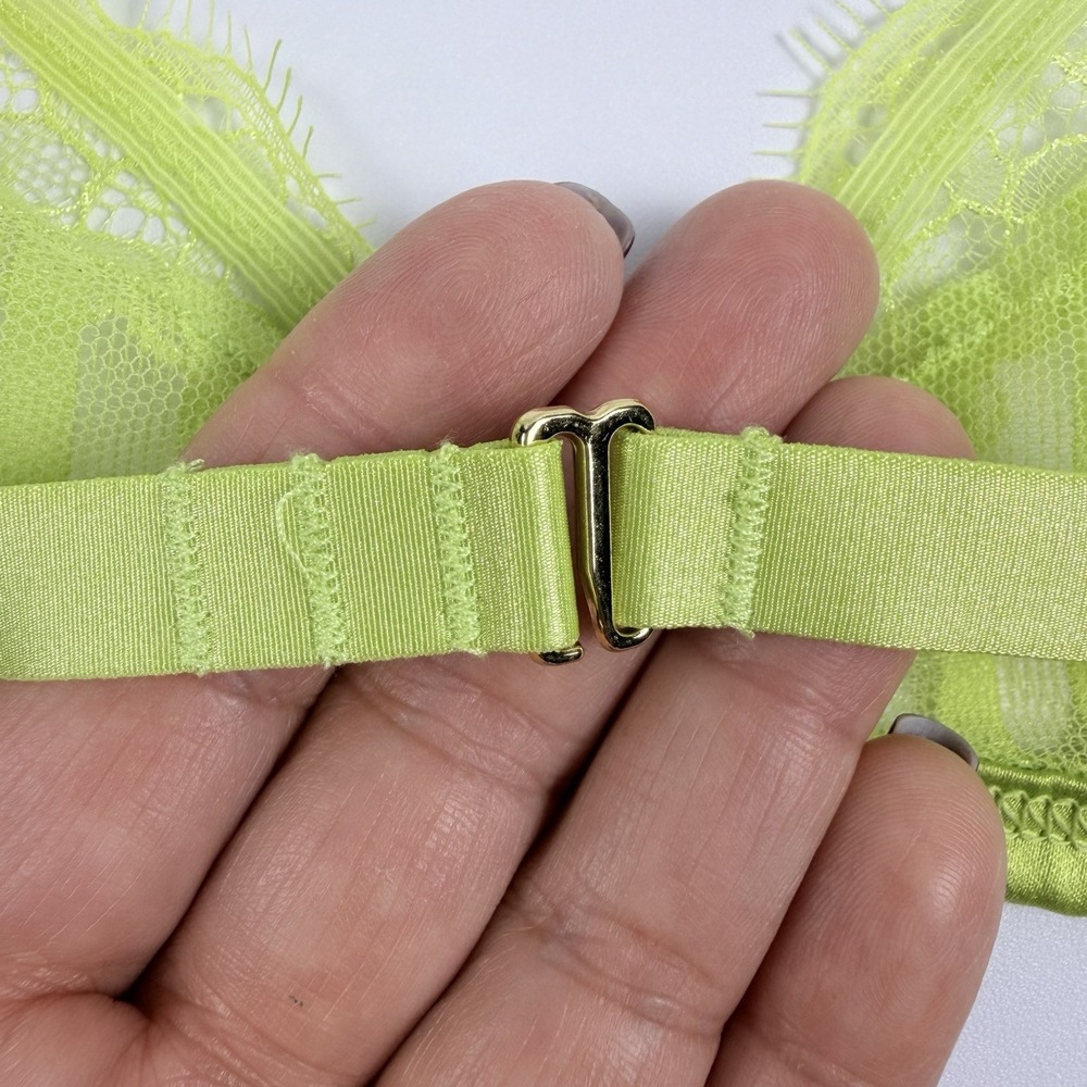 Victoria's Secret Tease Sheer Stripe Triangle Unlined Bralette Lime Green M NWT - Picture 6 of 6